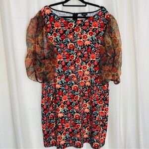 Torrid Mini Scuba Crepe and Organza Puff Sleeve Dress